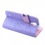 Wholesale Samsung Galaxy S4 Diamond Leather Wallet Case with Stand (Purple)